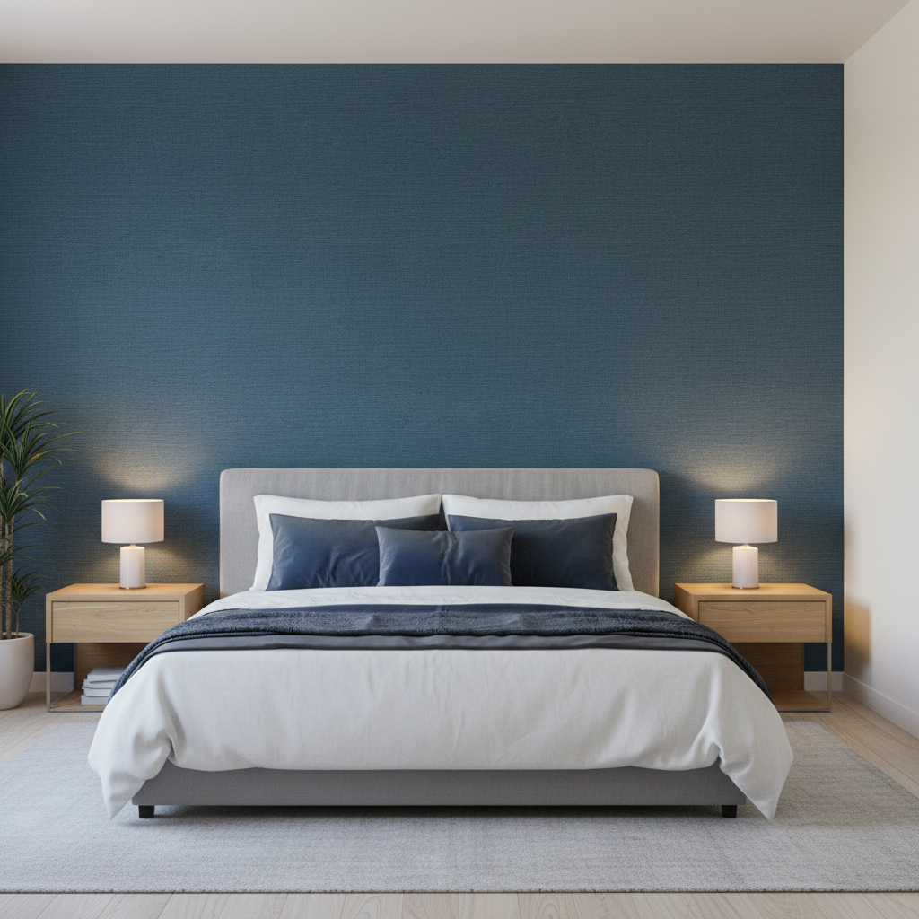 Dublin Linen - Denim Blue By Lee Jofa | Colour Complements Ii |Solid Texture Multipurpose - Bedroom Room Setting