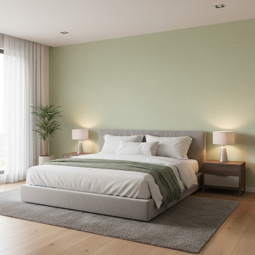 Dublin Linen - Jade Green By Lee Jofa | Colour Complements Ii |Solid Texture Multipurpose - Bedroom Room Setting