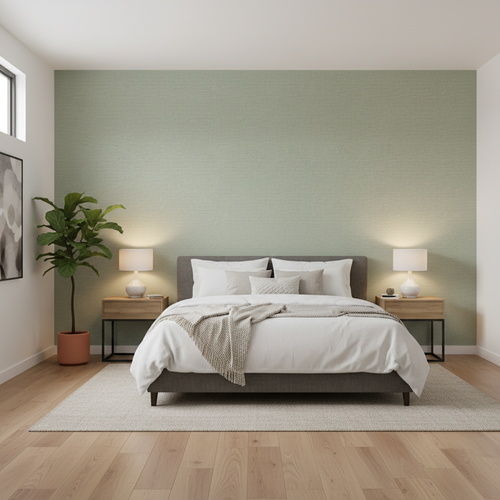 Dublin Linen - Leaf Green By Lee Jofa | Colour Complements Ii |Solid Texture Multipurpose - Bedroom Room Setting