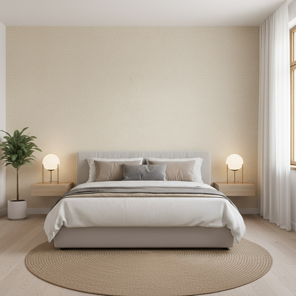 Dublin Linen - Sand Beige By Lee Jofa | Colour Complements Ii |Solid Texture Multipurpose - Bedroom Room Setting