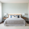 Elba Print - Chambray Turquoise By Lee Jofa | Avondale |Global Stripes Multipurpose Print - Bedroom Room Setting