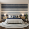Entoto Stripe - Marine/Ivory Blue By Lee Jofa | Breckenridge |Global Stripes Upholstery - Bedroom Room Setting
