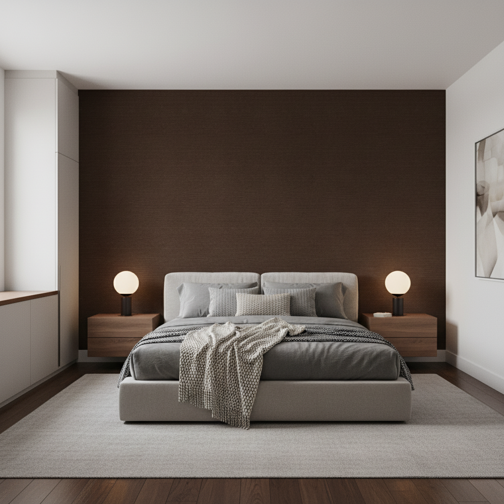 Gemma Velvet - Cocoa Chocolate By Lee Jofa | Gemma Performance Velvet | Solid Upholstery Velvet - Bedroom Room Setting