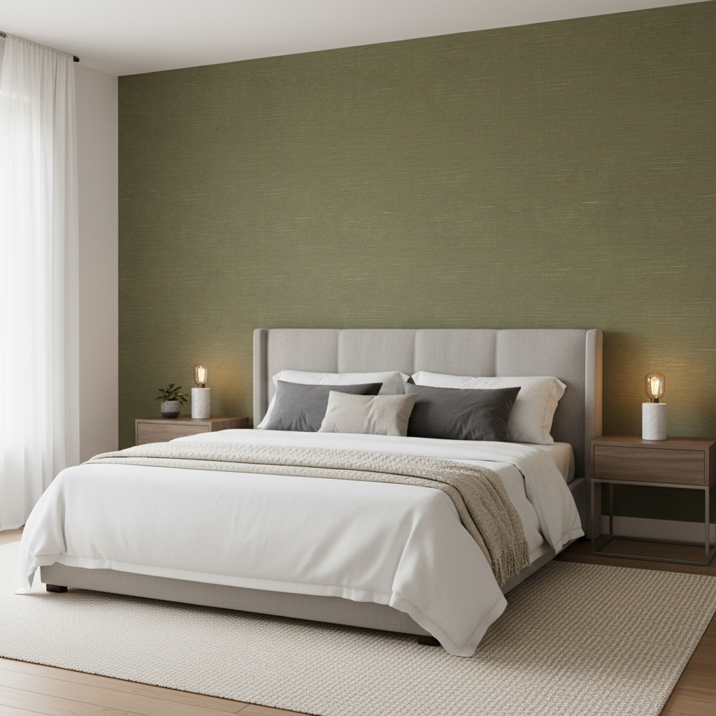 Gemma Velvet - Sage Sage By Lee Jofa | Gemma Performance Velvet | Solid Upholstery Velvet - Bedroom Room Setting
