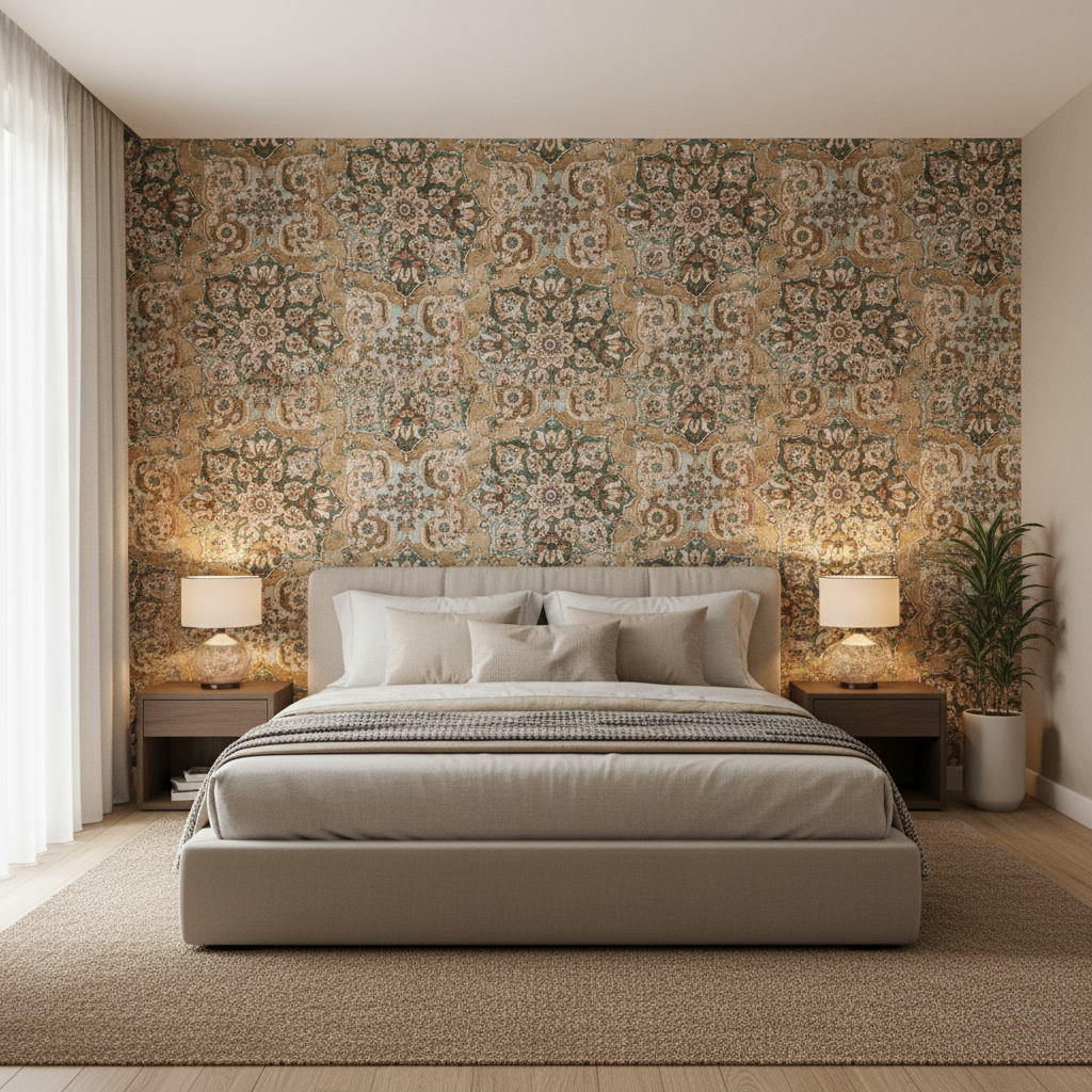 Granada Print - Bronze Bronze By Lee Jofa | Oscar De La Renta Iv | Damask Multipurpose Print - Bedroom Room Setting