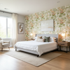Hollyhock Hdb - Apricot/Moss Green By Lee Jofa | Lee Jofa 200 | Botanical & Floral Multipurpose Print - Bedroom Room Setting