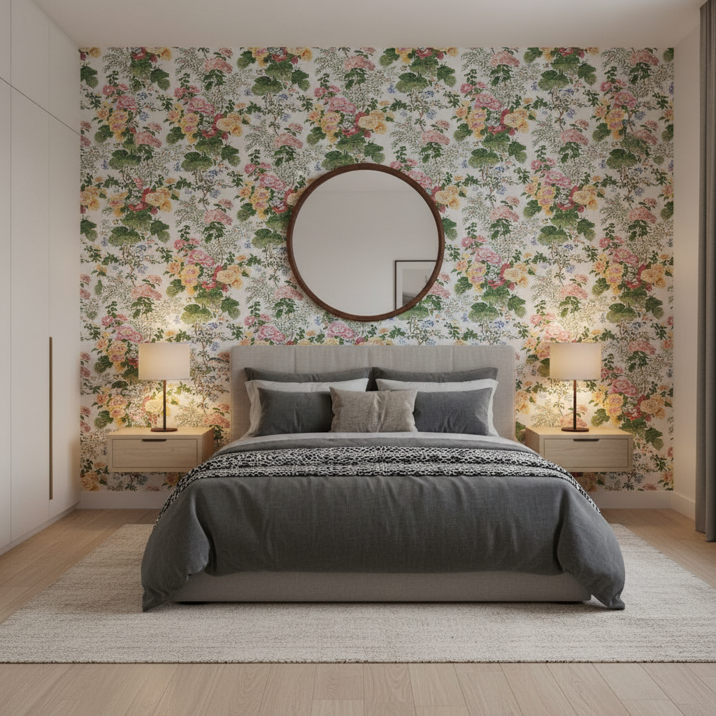 Hollyhock Hdb - White/Pink White By Lee Jofa |  | Botanical & Floral Multipurpose Print - Bedroom Room Setting