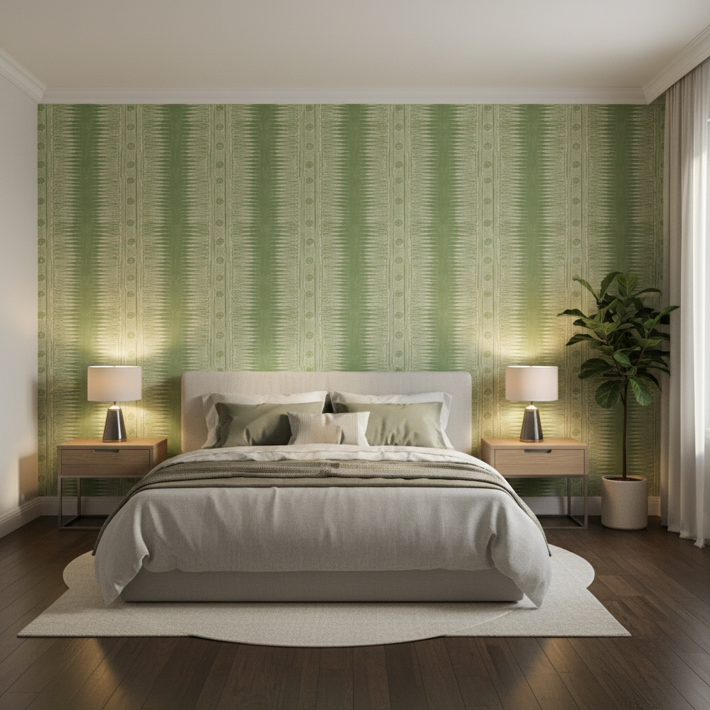 Indian Zag - Leaf Green By Lee Jofa | Suzanne Rheinstein Iii | Global Multipurpose Print - Bedroom Room Setting
