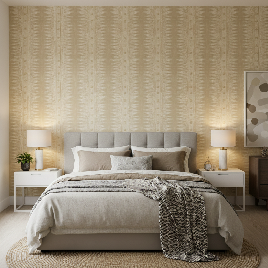 Indian Zag - Taupe Beige By Lee Jofa | Suzanne Rheinstein Iii | Global Multipurpose Print - Bedroom Room Setting