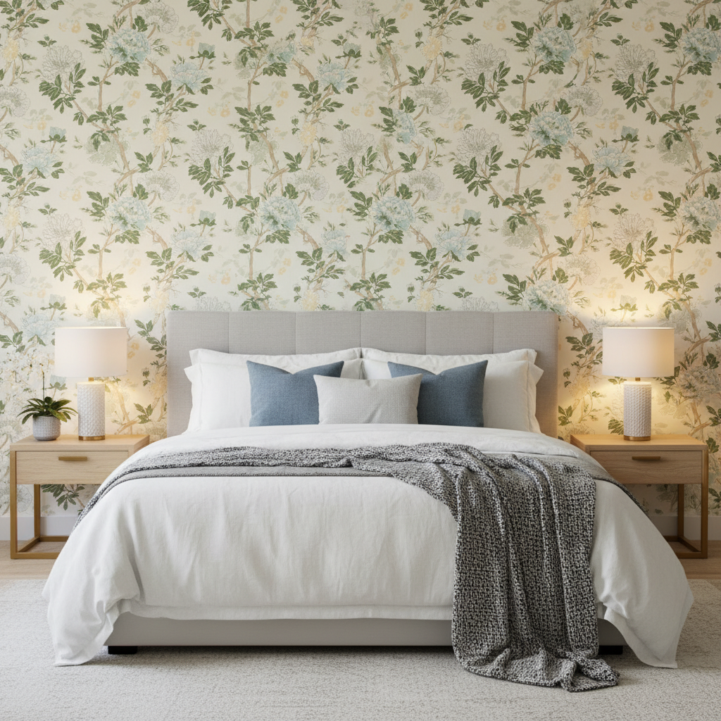 Inisfree - Inlet Turquoise By Lee Jofa | Carrier And Company |Botanical & Floral  Multipurpose Print - Bedroom Room Setting