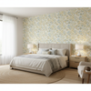 La Cinta - Lemon/Blue Blue By Lee Jofa | Verdmont Collection |Botanical & Floral Jacobeans Multipurpose Print - Bedroom Room Setting