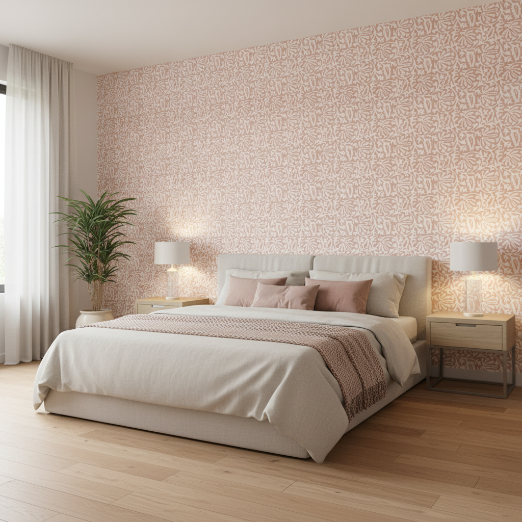 Laine Print - Petal Pink By Lee Jofa | Westport | Botanical & Floral Multipurpose Print - Bedroom Room Setting