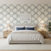 Leaf Trellis - Blue Blue By Lee Jofa | Paolo Moschino Fabrics |Botanical & Floral Lattice/Scrollwork Multipurpose Print - Bedroom Room Setting