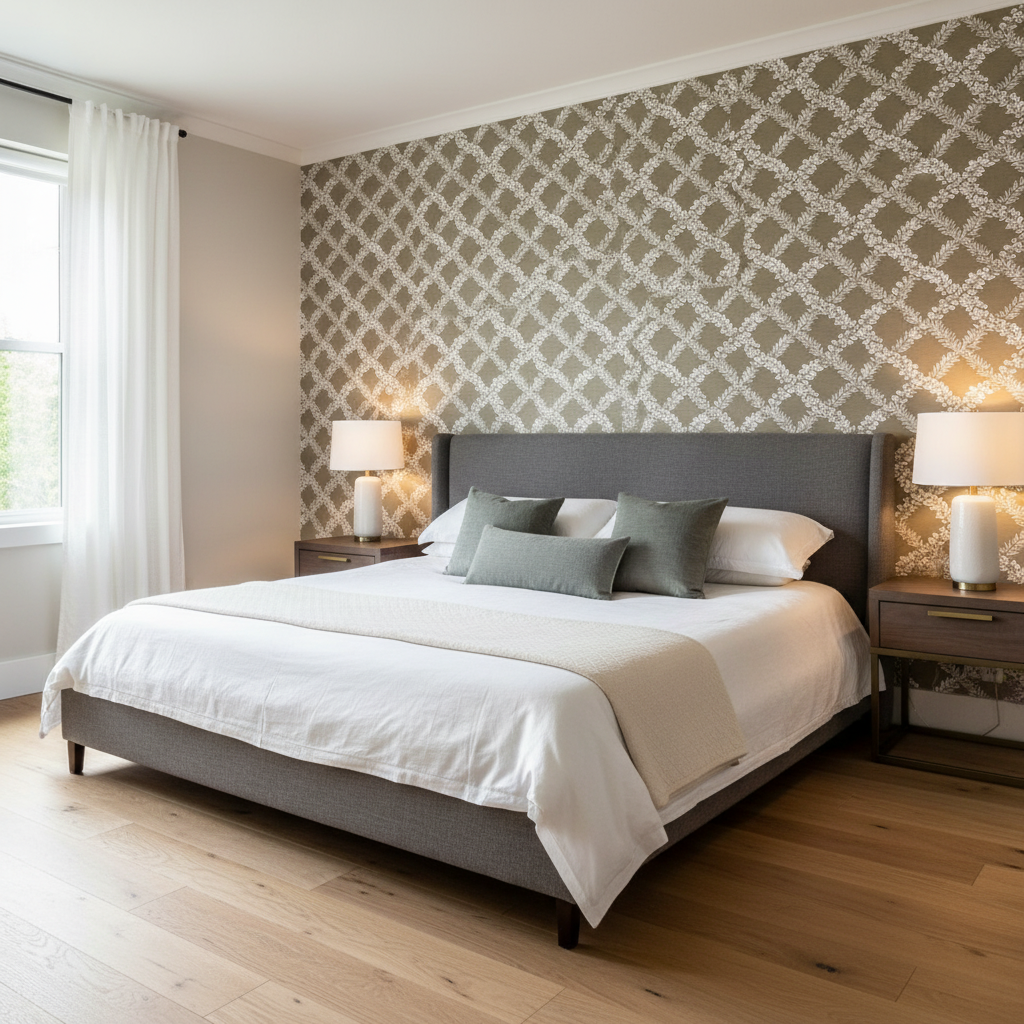 Leaf Trellis - Green Green By Lee Jofa | Paolo Moschino Fabrics |Botanical & Floral Lattice/Scrollwork Multipurpose Print - Bedroom Room Setting