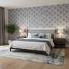 Leaf Trellis - Lichen Turquoise By Lee Jofa | Paolo Moschino Fabrics |Botanical & Floral Lattice/Scrollwork Multipurpose Print - Bedroom Room Setting