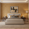 Levens Velvet - Gold Gold By Lee Jofa | Harlington Velvets |Modern Plaid / Check Upholstery Velvet - Bedroom Room Setting