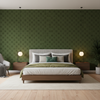 Levens Velvet - Leaf Green By Lee Jofa | Harlington Velvets |Modern Plaid / Check Upholstery Velvet - Bedroom Room Setting