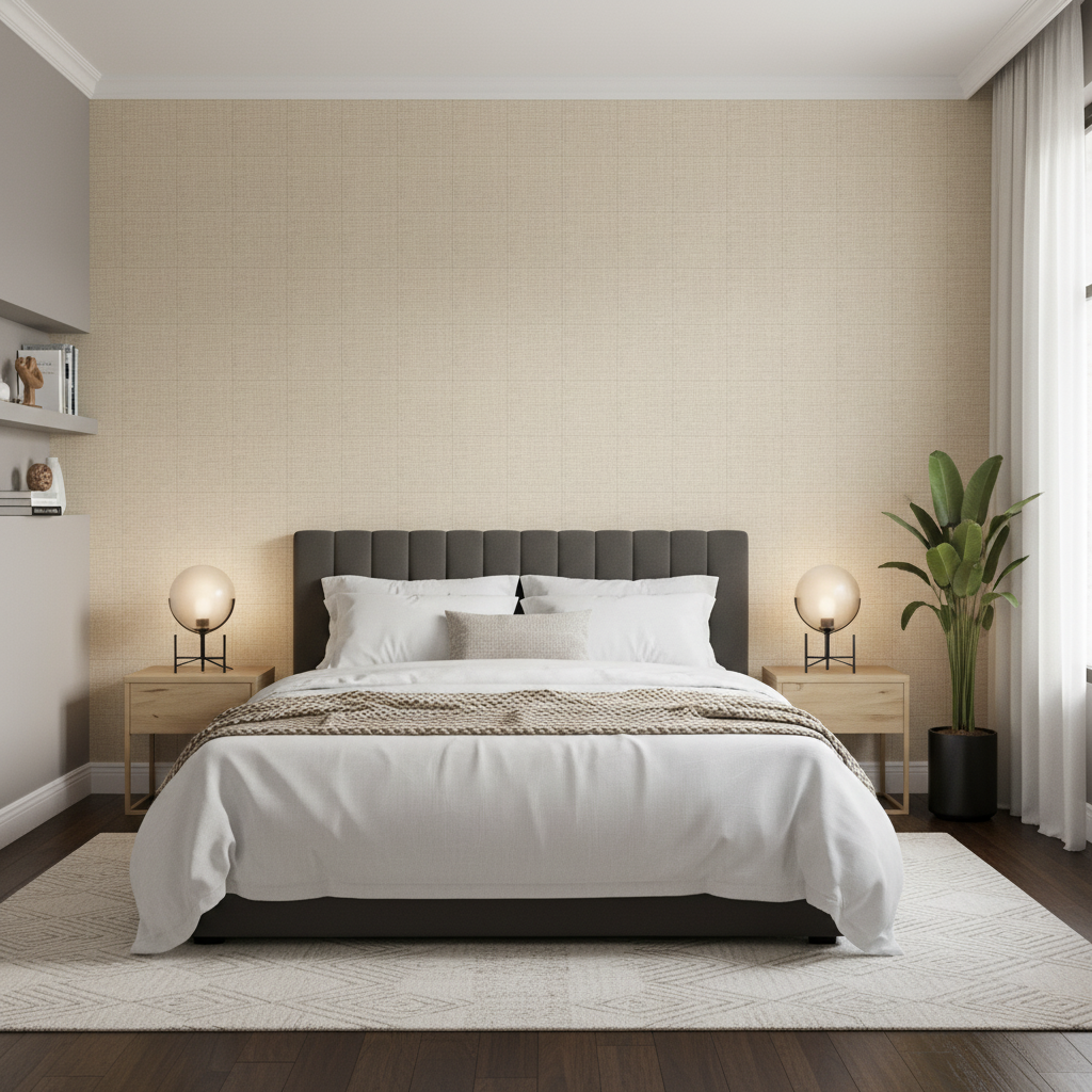 Lille Linen - Champagne Beige By Lee Jofa | Perfect Plains | Solid Multipurpose - Bedroom Room Setting