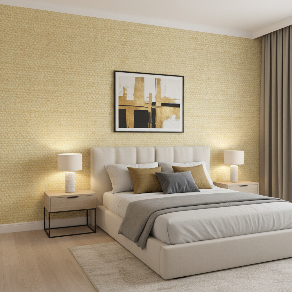 Lonsdale - Straw Gold By Lee Jofa | Furness Weaves | Texture Upholstery - Bedroom Room Setting
