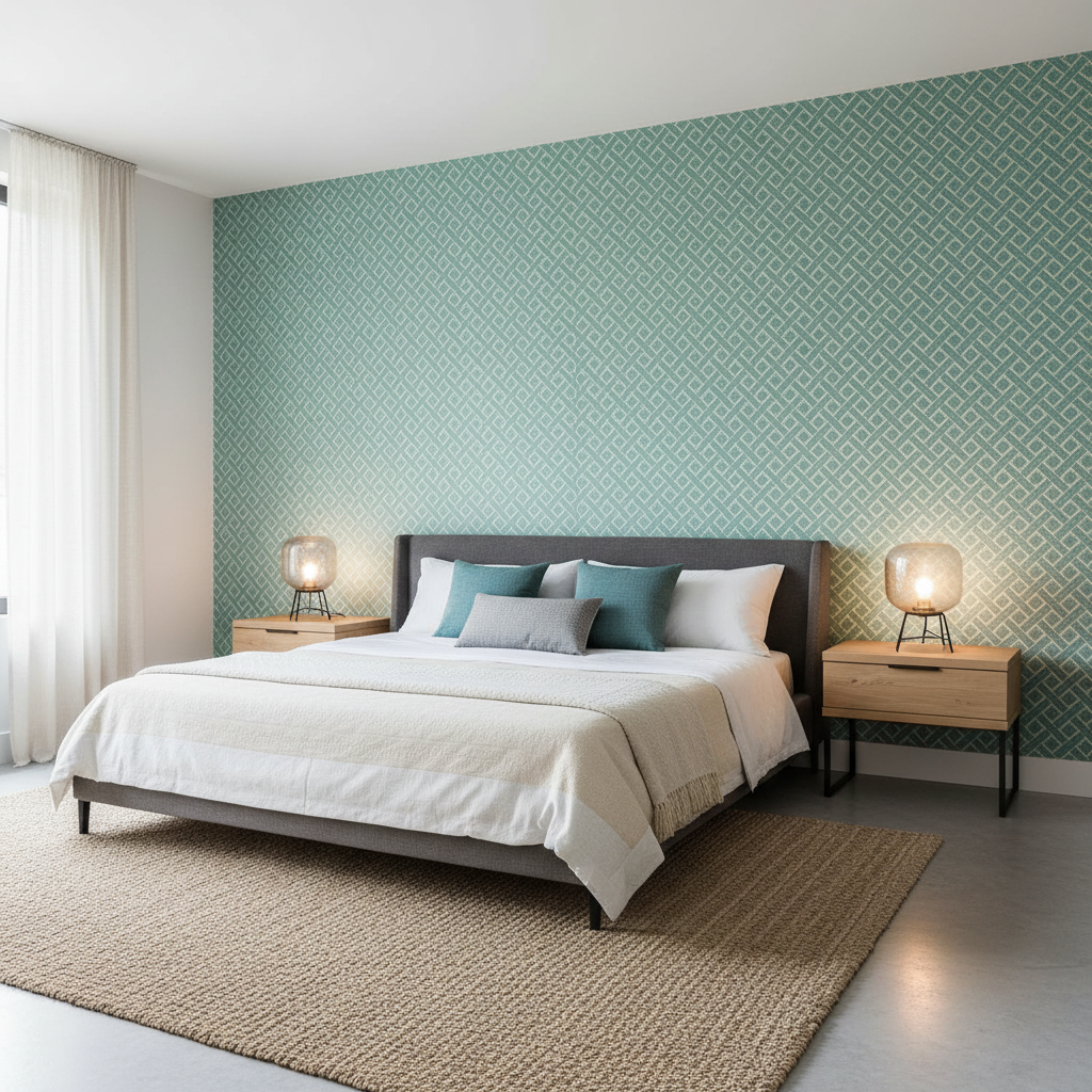 Maldon Weave - Lake Turquoise By Lee Jofa | Linford Weaves | Diamond Upholstery - Bedroom Room Setting