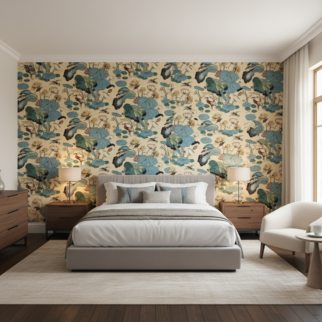 Nympheus Print Straw - Bedroom Room Setting