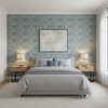 Odessa - Blue Blue By Lee Jofa | Paolo Moschino Fabrics |Botanical & Floral Lattice/Scrollwork Multipurpose Print - Bedroom Room Setting