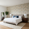 Orford Embroidery - Red/Blue Multi By Lee Jofa | Manor House |Botanical & Floral Jacobeans Multipurpose Embroidery - Bedroom Room Setting