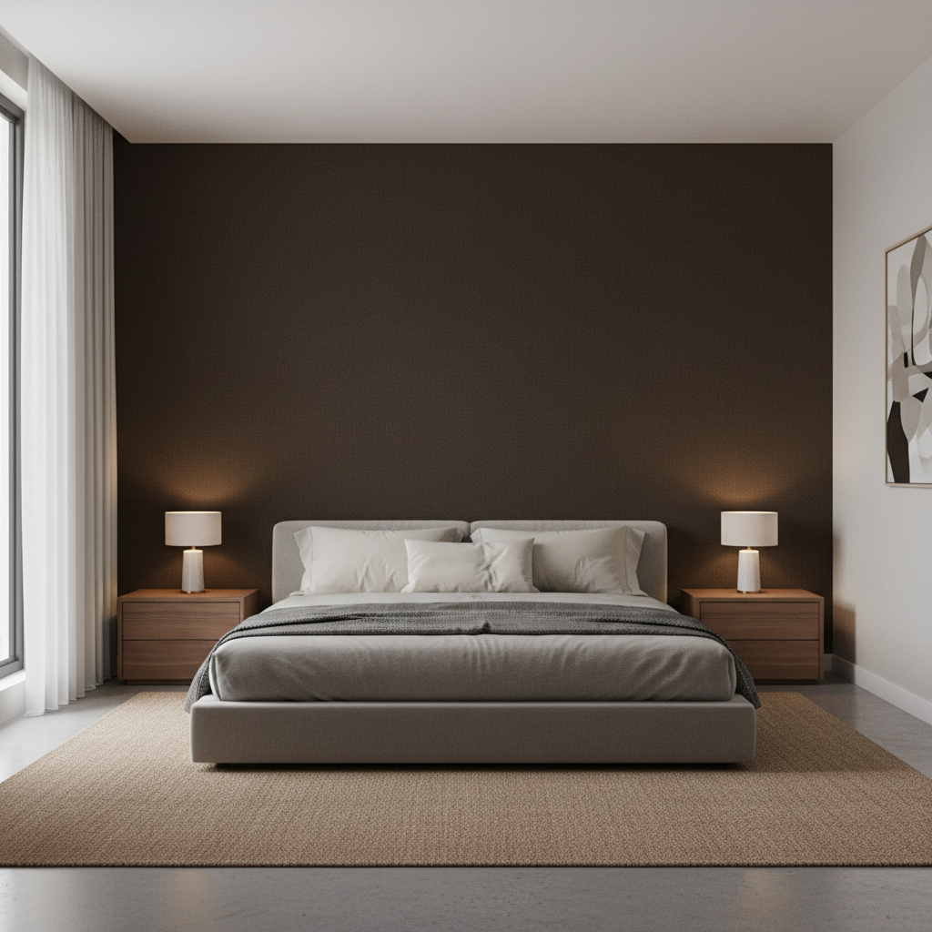 Oxford Velvet - Chocolate Espresso By Lee Jofa |  |Solid Texture Upholstery Velvet - Bedroom Room Setting