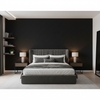 Oxford Velvet - Noir Black By Lee Jofa |  |Solid Texture Upholstery Velvet - Bedroom Room Setting