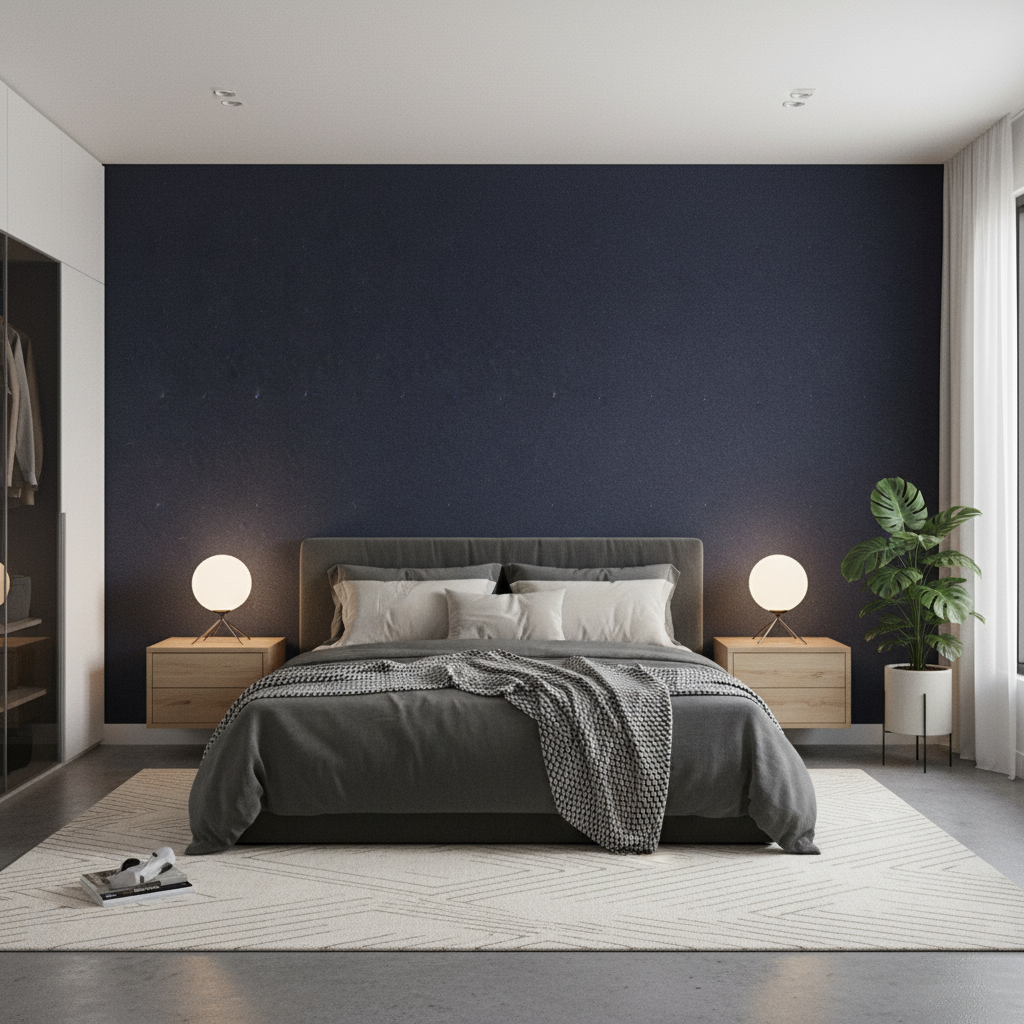 Oxford Velvet - Royal Blue By Lee Jofa |  |Solid Texture Upholstery Velvet - Bedroom Room Setting