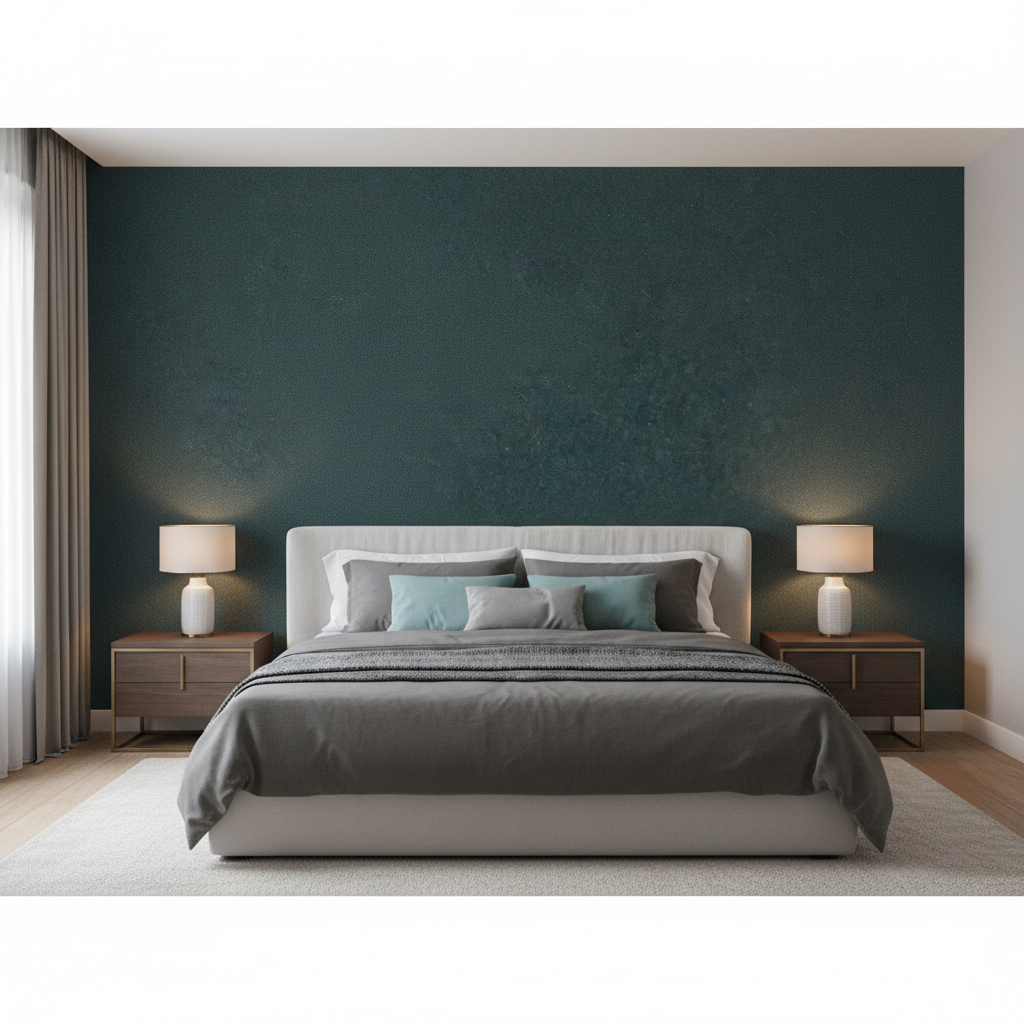 Oxford Velvet - Teal Teal By Lee Jofa |  |Solid Texture Upholstery Velvet - Bedroom Room Setting