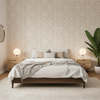 Prado Weave - Dune Beige By Lee Jofa | Triana Weaves |Geometric Lattice/Scrollwork Upholstery - Bedroom Room Setting