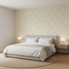 Prado Weave - Moss Green By Lee Jofa | Triana Weaves |Geometric Lattice/Scrollwork Upholstery - Bedroom Room Setting