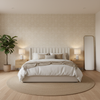 Prado Weave - Pearl Ivory By Lee Jofa | Triana Weaves |Geometric Lattice/Scrollwork Upholstery - Bedroom Room Setting