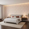 Prado Weave - Petal Pink By Lee Jofa | Triana Weaves |Geometric Lattice/Scrollwork Upholstery - Bedroom Room Setting