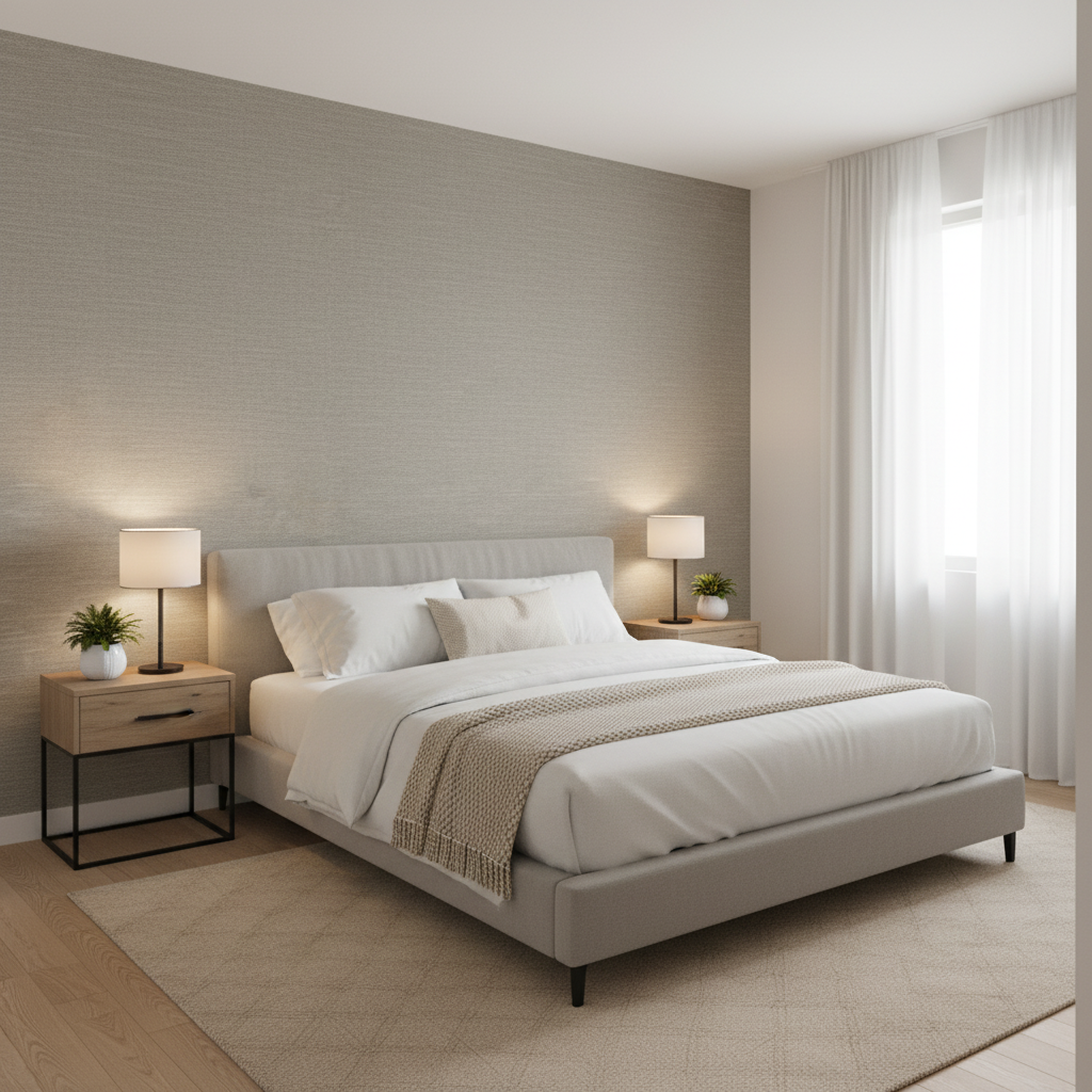 Queen Victoria - Steel Grey By Lee Jofa | James Huniford |Solid Texture Upholstery Velvet - Bedroom Room Setting