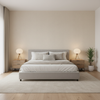 Skye Wool - Flax Beige By Lee Jofa |  |Solid Texture Upholstery Wool - Bedroom Room Setting