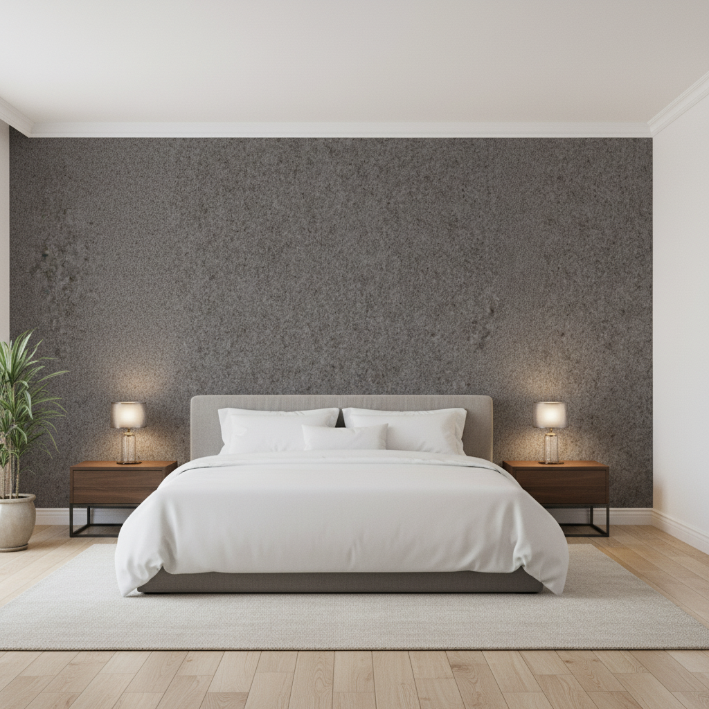 Skye Wool - Granite Grey By Lee Jofa |  |Solid Texture Upholstery Wool - Bedroom Room Setting