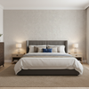 Skye Wool - Moonbeam Grey By Lee Jofa |  |Solid Texture Upholstery Wool - Bedroom Room Setting