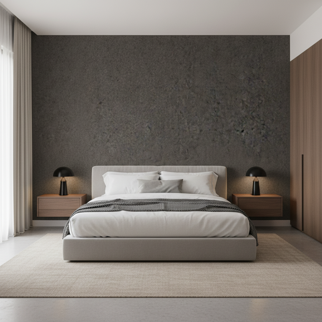 Skye Wool - Pecan Brown By Lee Jofa |  |Solid Texture Upholstery Wool - Bedroom Room Setting