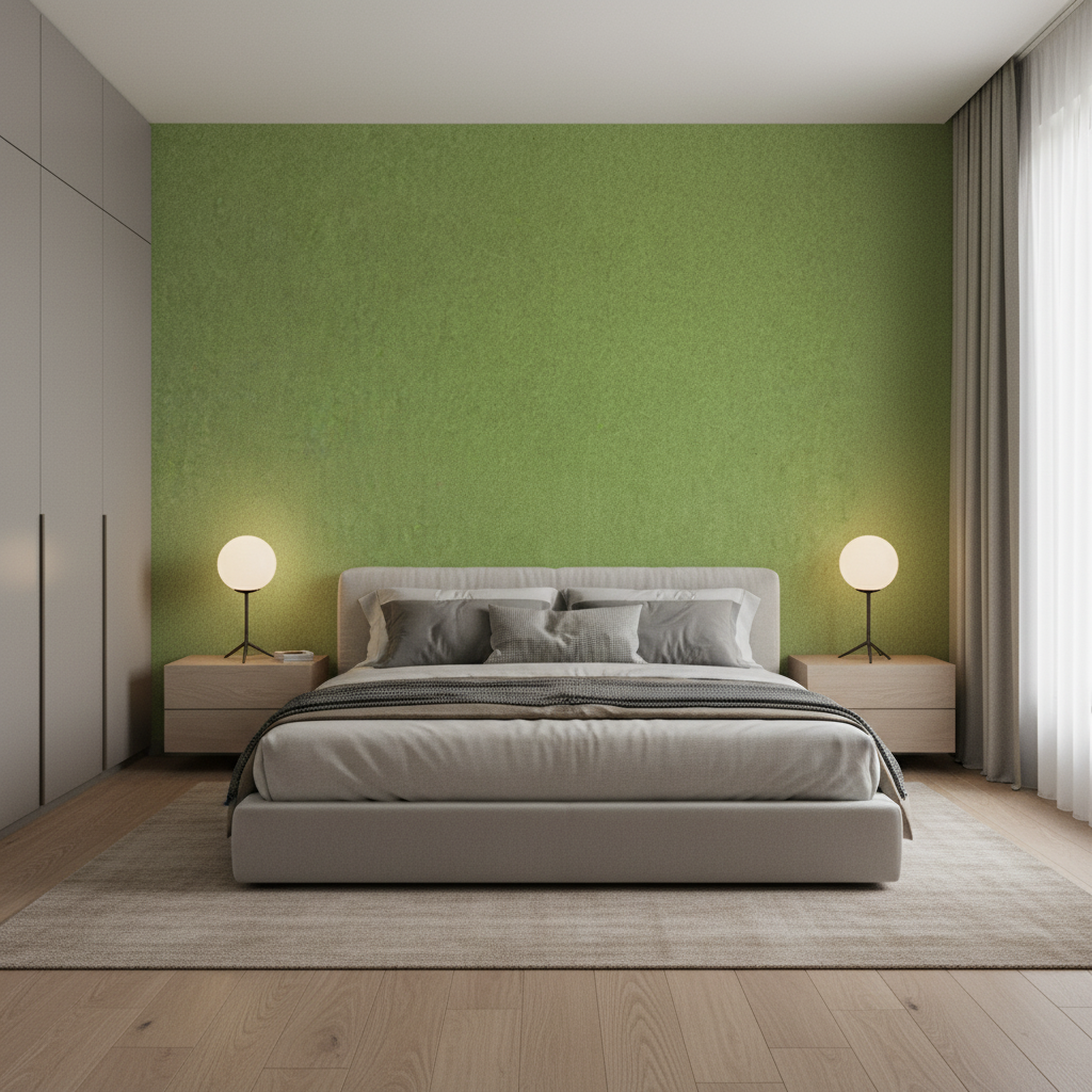 Skye Wool - Sprout Green By Lee Jofa |  |Solid Texture Upholstery Wool - Bedroom Room Setting