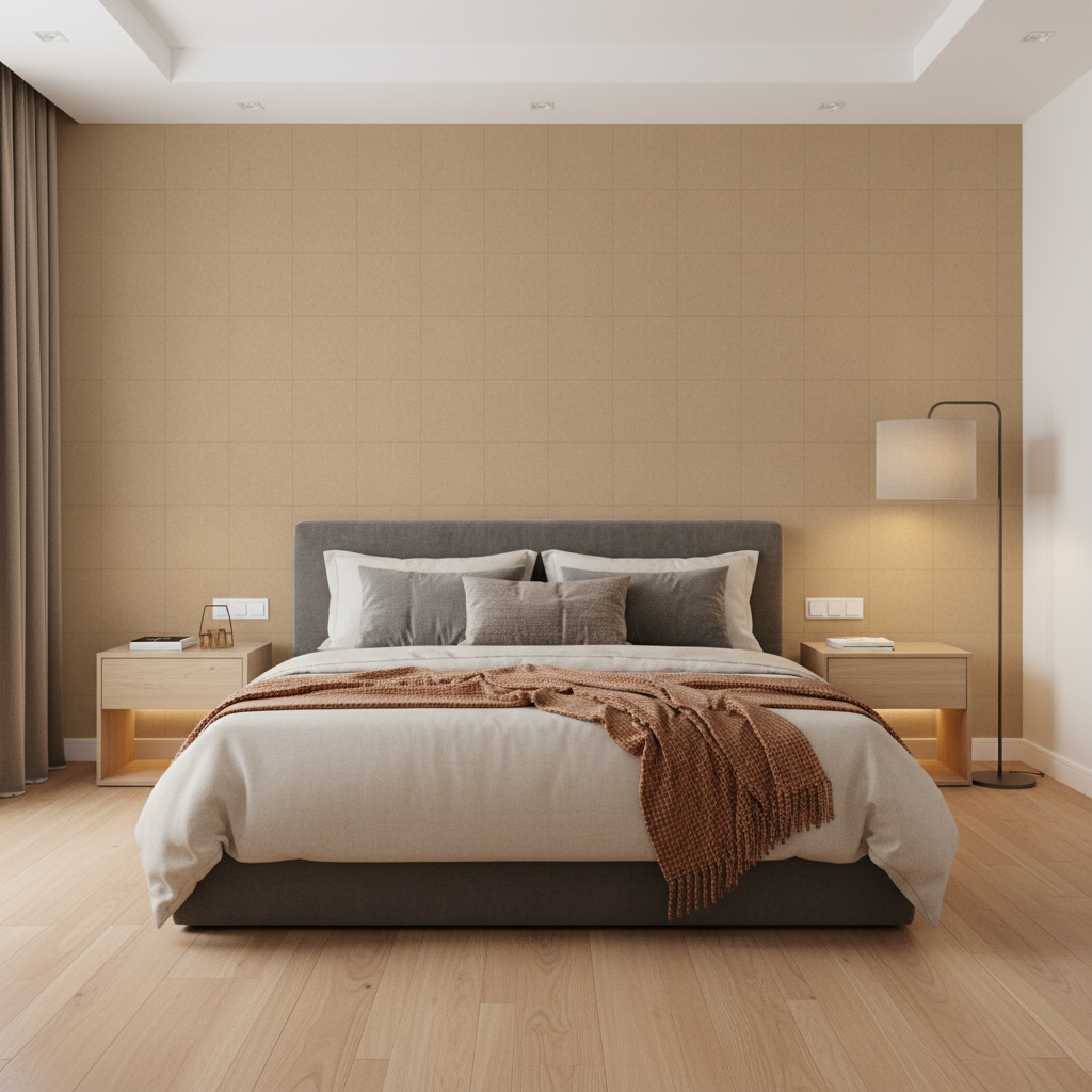 Skye Wool - Toast Camel By Lee Jofa |  |Solid Texture Upholstery Wool - Bedroom Room Setting