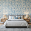 Taplow Print - Capri/Sky Blue By Lee Jofa | Garden Walk | Abstract Multipurpose Print - Bedroom Room Setting