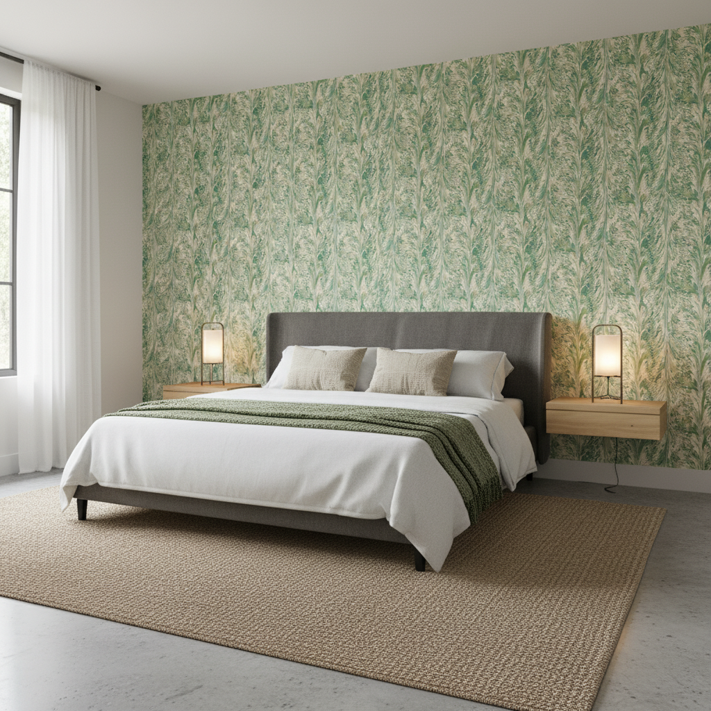 Taplow Print - Jade/Leaf Green By Lee Jofa | Garden Walk | Abstract Multipurpose Print - Bedroom Room Setting