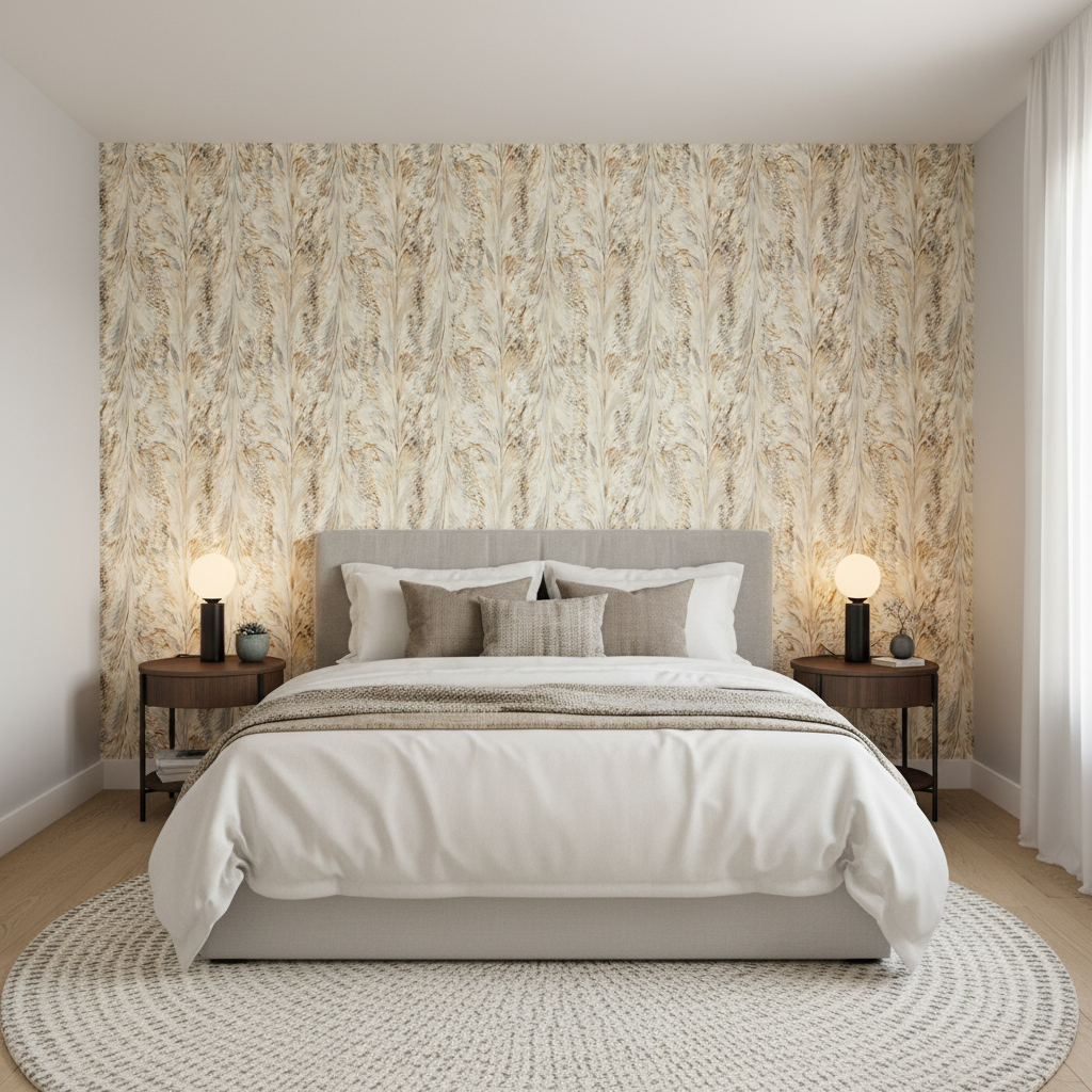 Taplow Print - Sand/Dove Multi By Lee Jofa | Manor House | Modern Multipurpose Print - Bedroom Room Setting