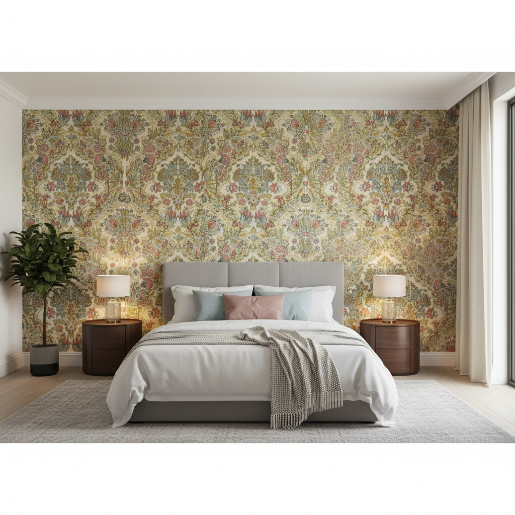 Tetbury - Rose/Aqua Burgundy/Red By Lee Jofa | Royal Oak Anniversary | Medallion / Suzani / Persian Multipurpose Print - Bedroom Room Setting