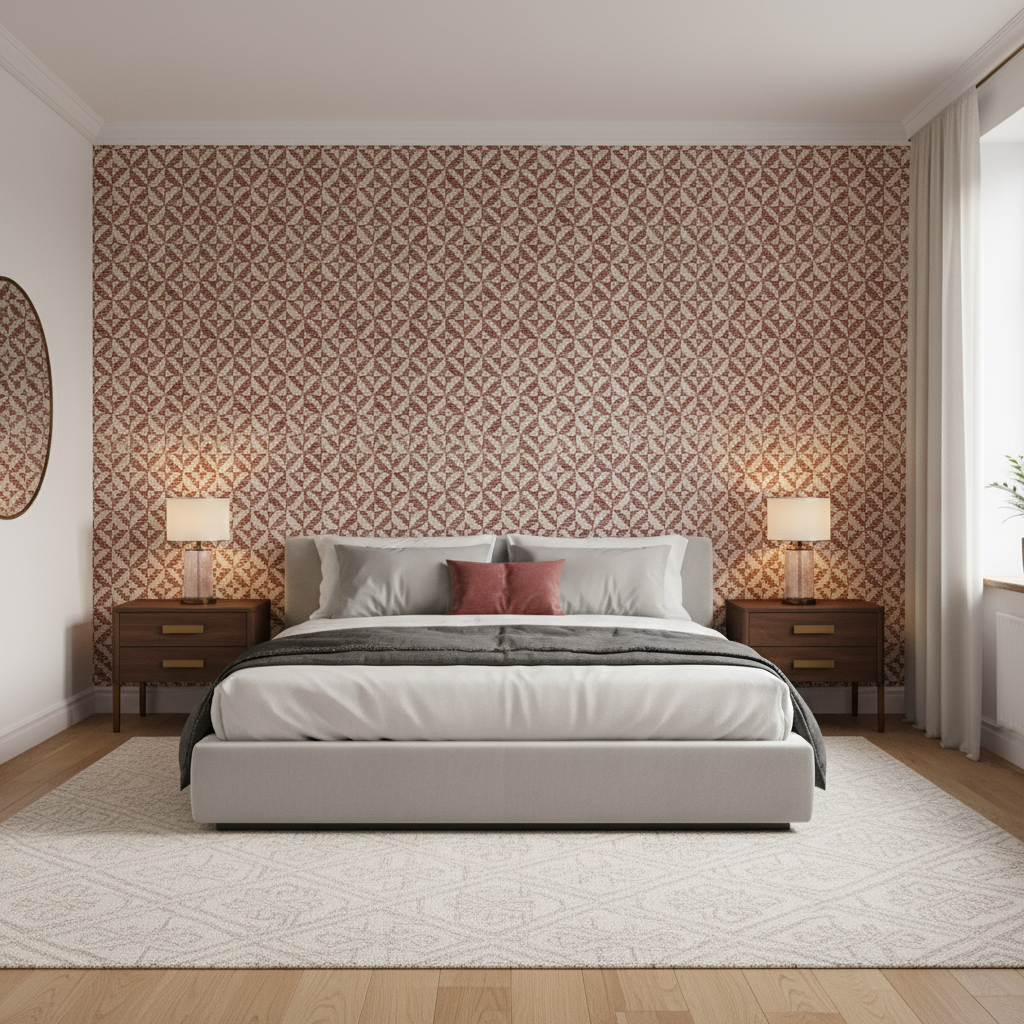 Triana Weave - Brick Burgundy/Red By Lee Jofa | Triana Weaves |Small Scale Texture Upholstery - Bedroom Room Setting