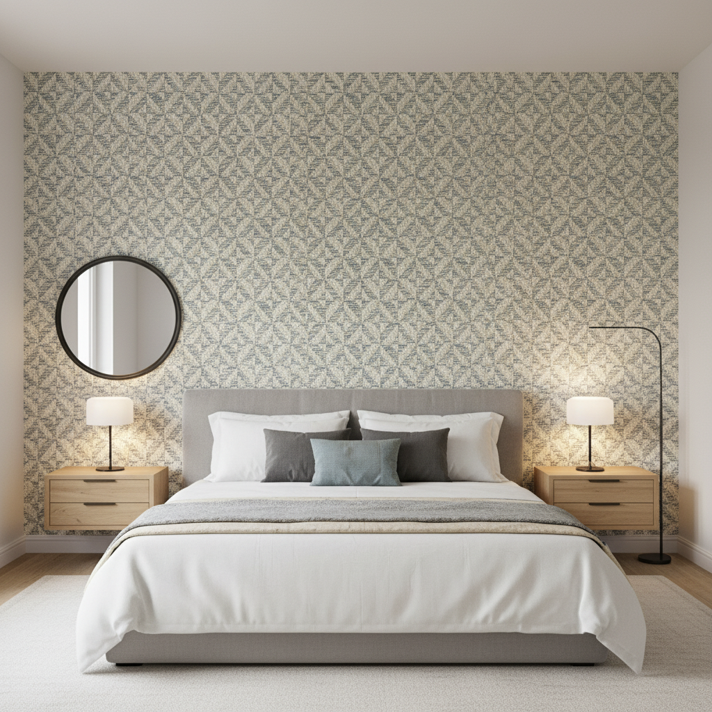 Triana Weave - Sky Light Blue By Lee Jofa | Triana Weaves |Small Scale Texture Upholstery - Bedroom Room Setting