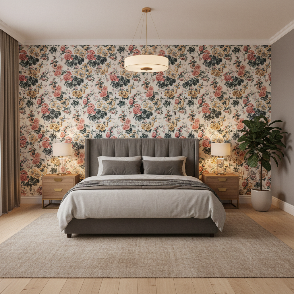 Upton Cotton - Tea/Rose Multi By Lee Jofa | Oscar De La Renta Iv |Botanical & Floral  Multipurpose Print - Bedroom Room Setting