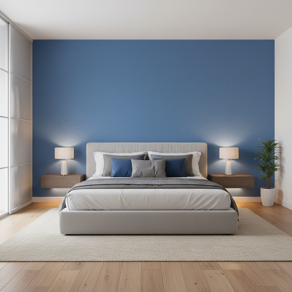 Watermill Linen - Blue Blue By Lee Jofa | Colour Complements Ii |Solid Texture Multipurpose - Bedroom Room Setting